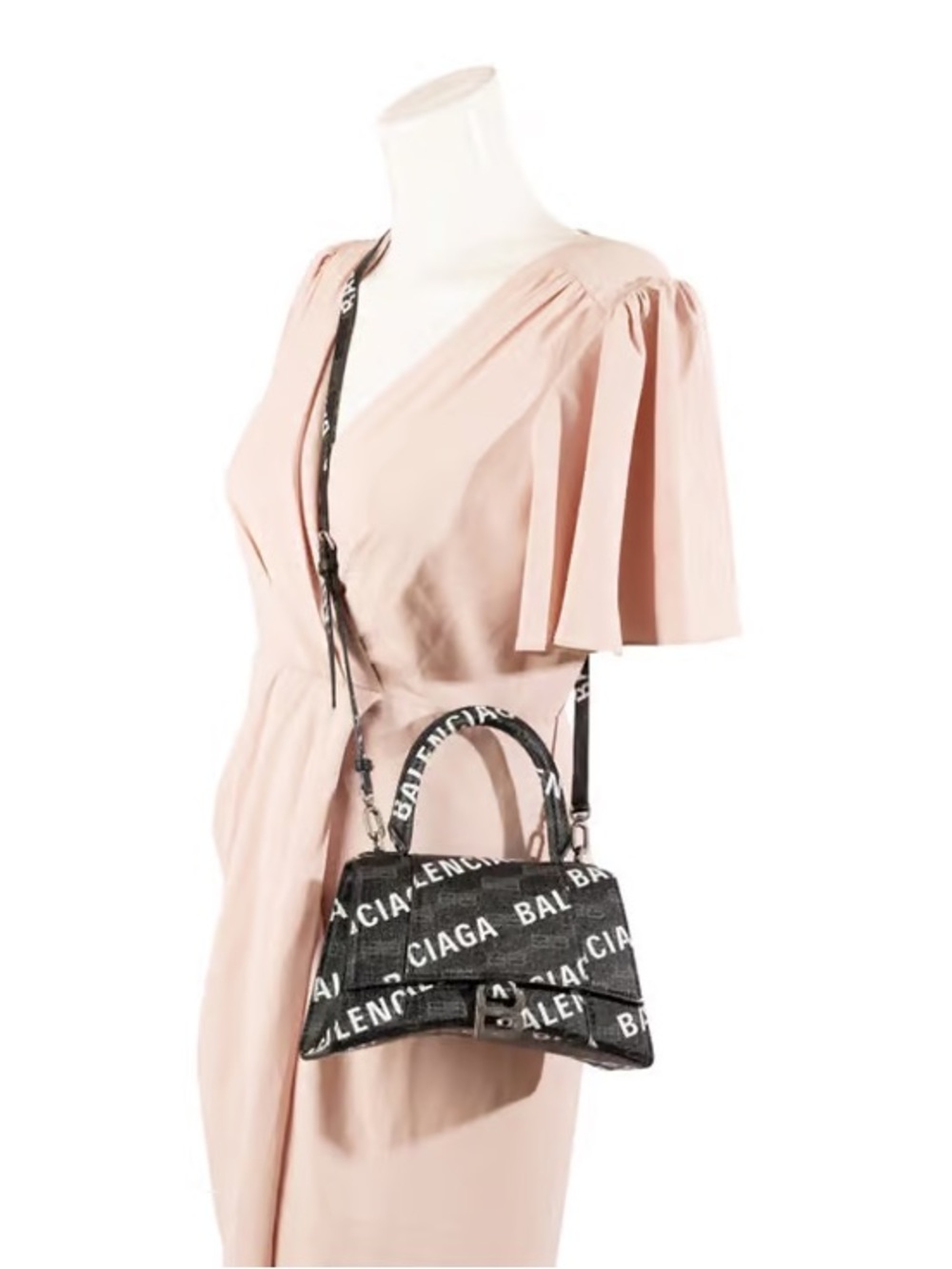 Balenciaga Pre-Owned-Black BB Monogram Hourglass Printed Small Leather Satchel